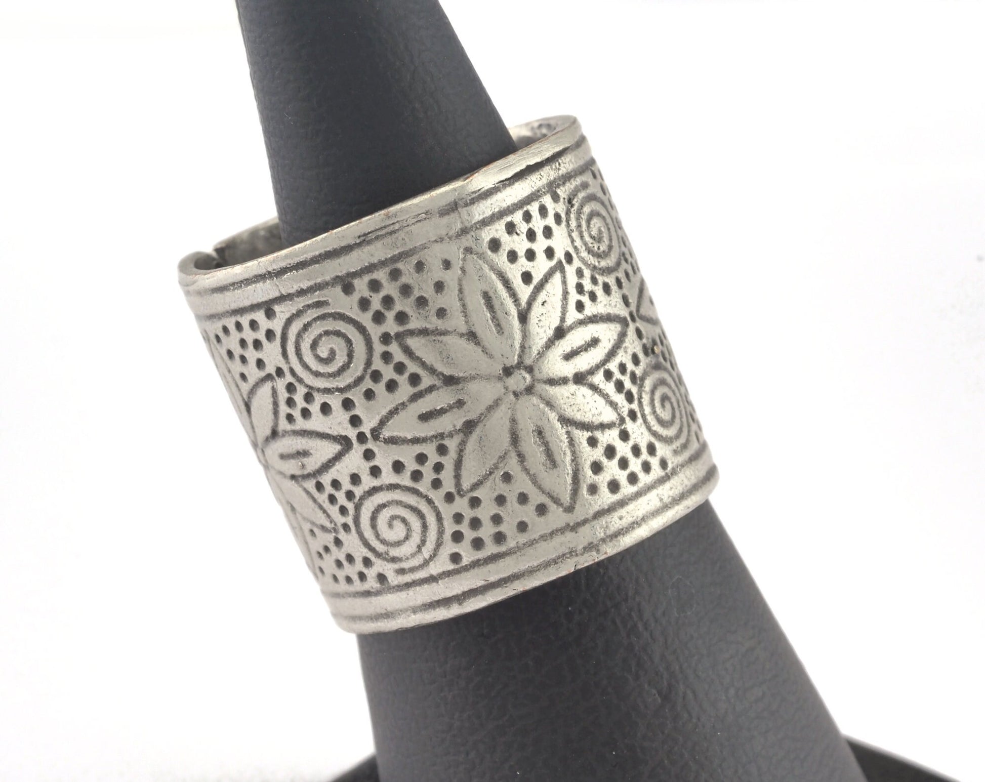 Flower Adjustable Ring Antique Silver plated brass (18.5mm 8.5US inner size) OZ2752