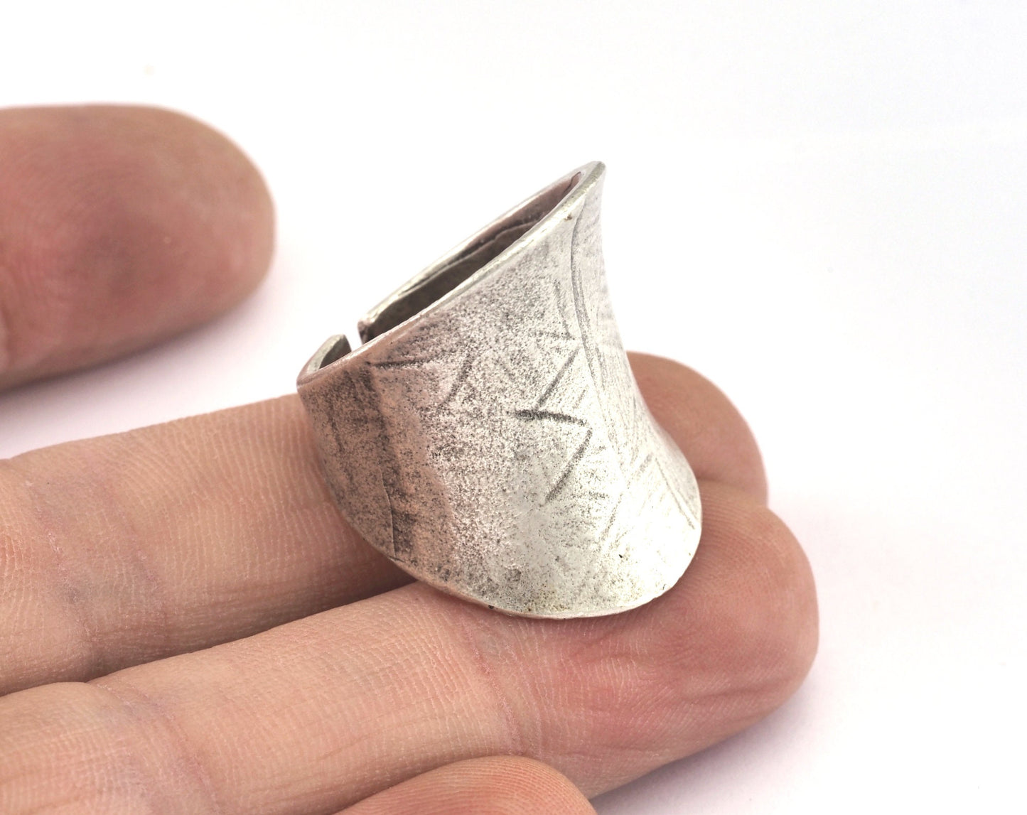 Adjustable Tube Ring Antique Silver Plated brass (18mm 8US inner size) Oz2990