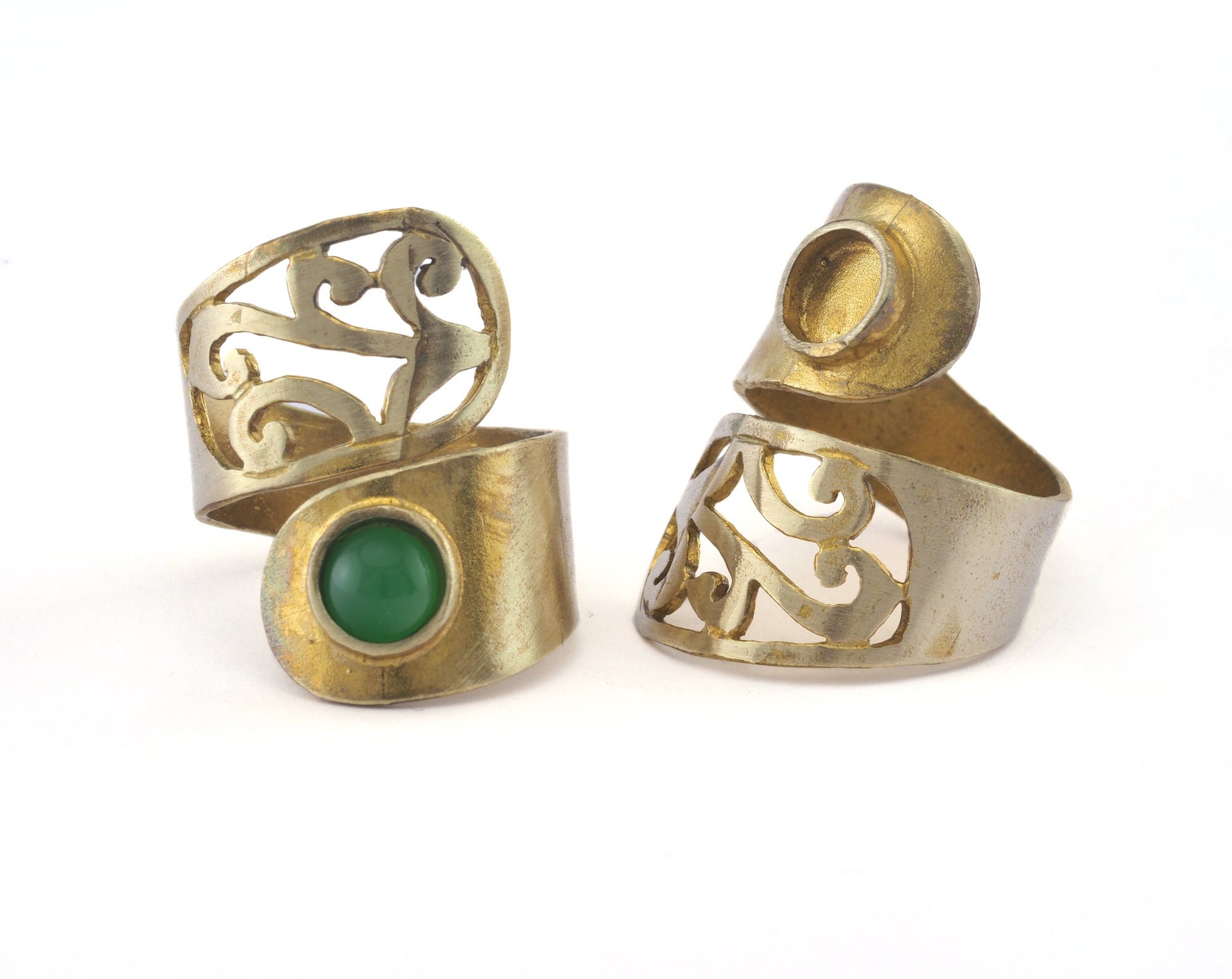 Ring Adjustable Ring Bezel - Raw brass (18mm 7.5US inner size - Adjustable ) OZ2839