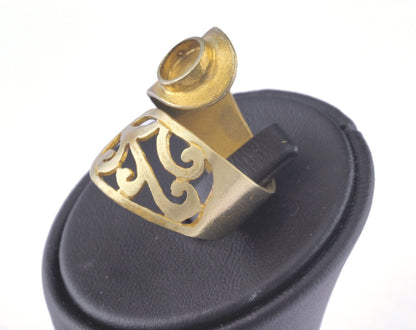 Ring Adjustable Ring Bezel - Raw brass (18mm 7.5US inner size - Adjustable ) OZ2839
