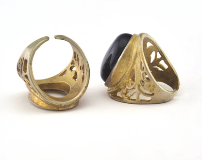 Ring Adjustable Ring 13x18 Bezel - Raw brass (18mm 7.5US inner size - Adjustable ) OZ2840