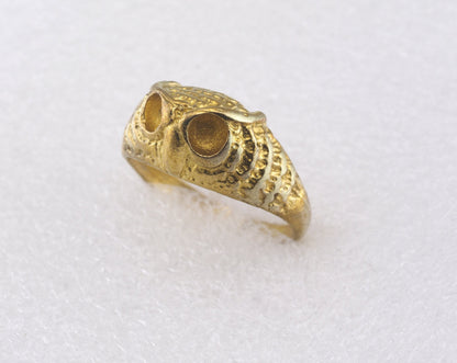Ring Owl Adjustable Ring Bezel - Raw brass (17mm 7US inner size - Adjustable ) OZ2848