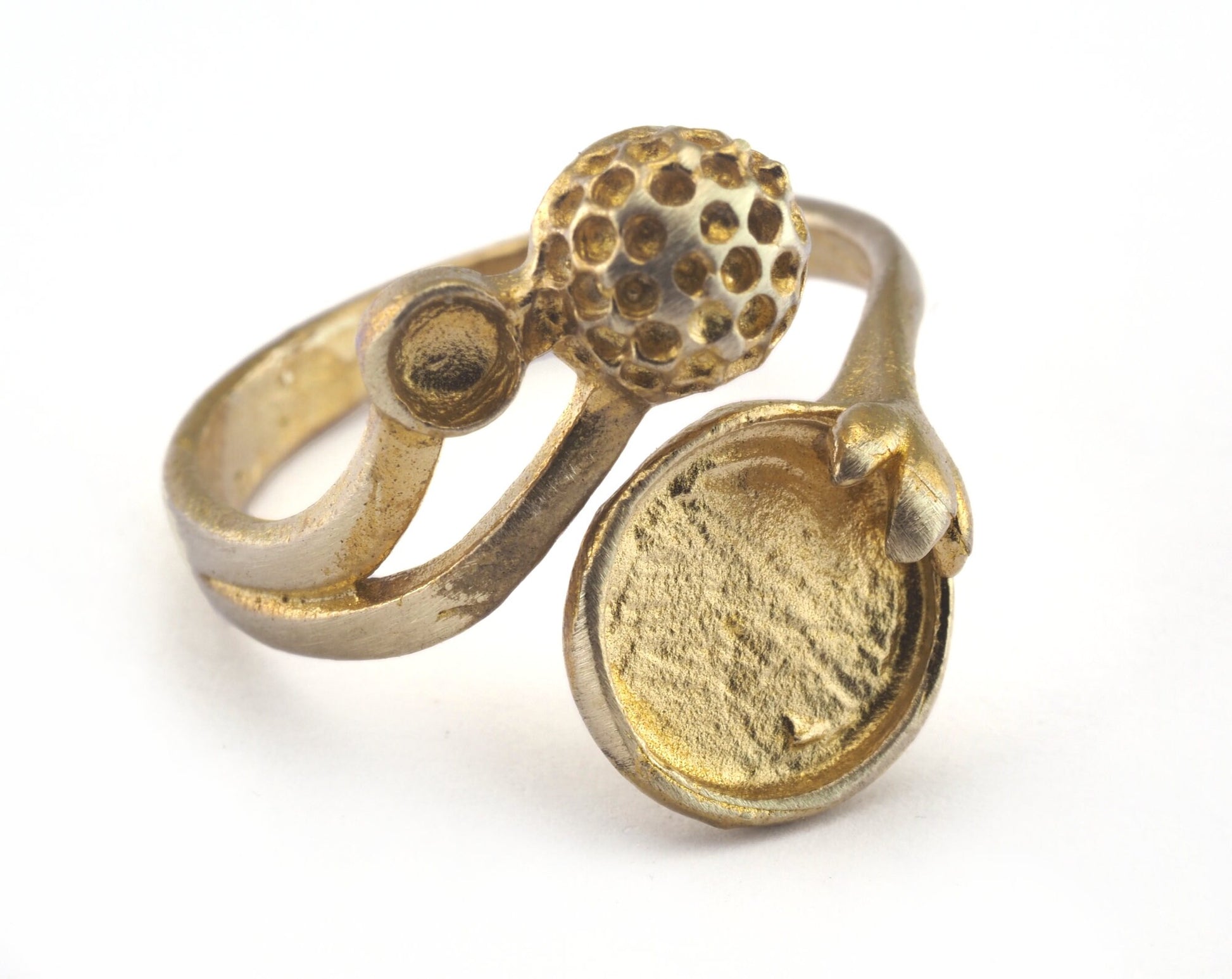 Ring Adjustable Ring Bezel - Raw brass (19mm 9US inner size - Adjustable ) OZ2849