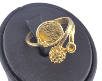 Ring Adjustable Ring Bezel - Raw brass (19mm 9US inner size - Adjustable ) OZ2849