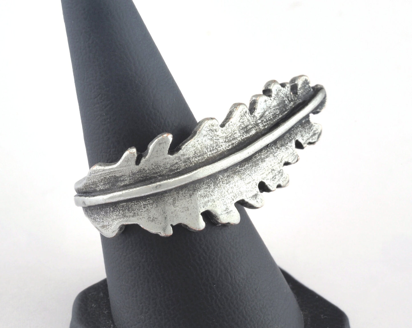 Leaf Ring Adjustable Antique Silver Plated Brass (16mm 5US inner size) Oz3072