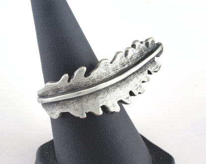 Leaf Ring Adjustable Antique Silver Plated Brass (16mm 5US inner size) Oz3072