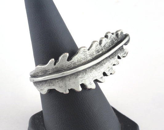 Leaf Ring Adjustable Antique Silver Plated Brass (16mm 5US inner size) Oz3072