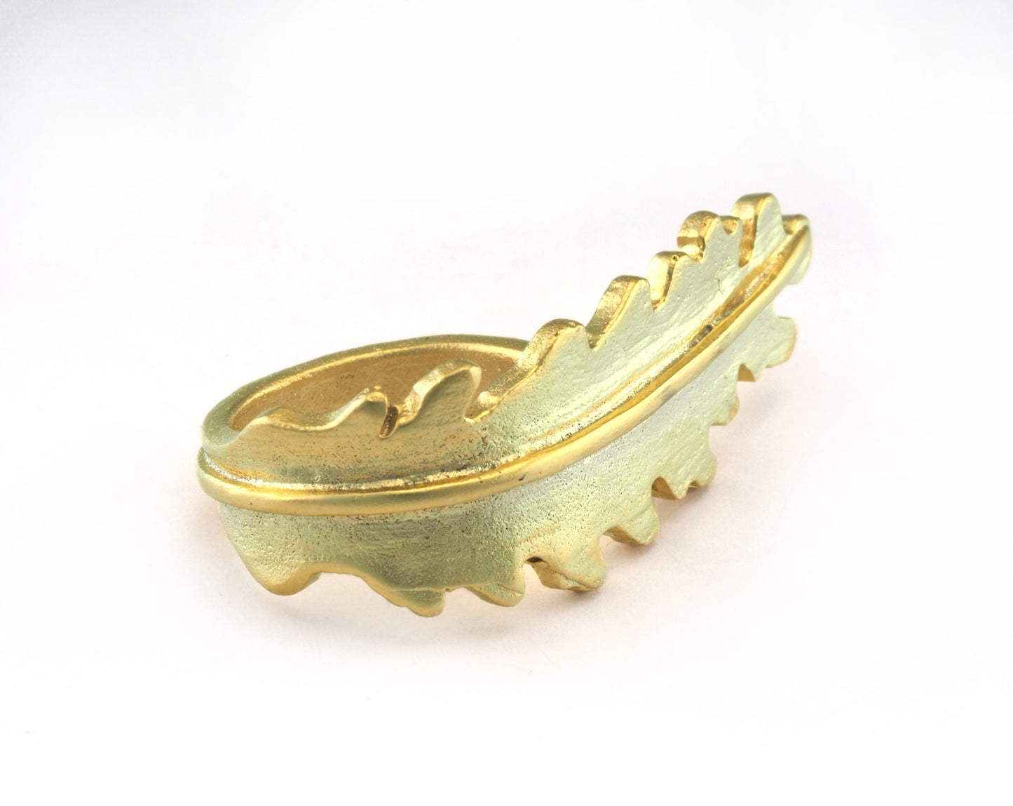 Leaf Ring Adjustable Matte Gold Plated Brass (16mm 5US inner size) Oz3072