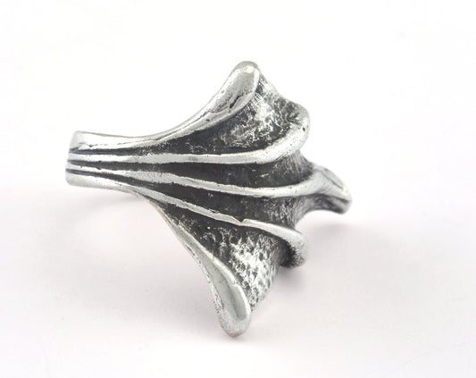 Leaf Ring Adjustable Antique Silver Plated Brass (20.5mm 10.5US inner size) Oz3076