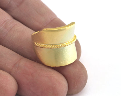 Ring Middle rope Adjustable Matte Gold Plated brass (18mm 8US inner size) OZ3077