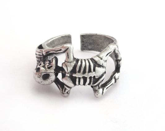 Skeleton Antique Silver Plated filigree brass (20mm 10US inner size) OZ3078