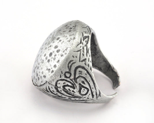 Hammered Domed Ring Antique Silver Plated filigree brass (20mm 10US inner size ) OZ3079