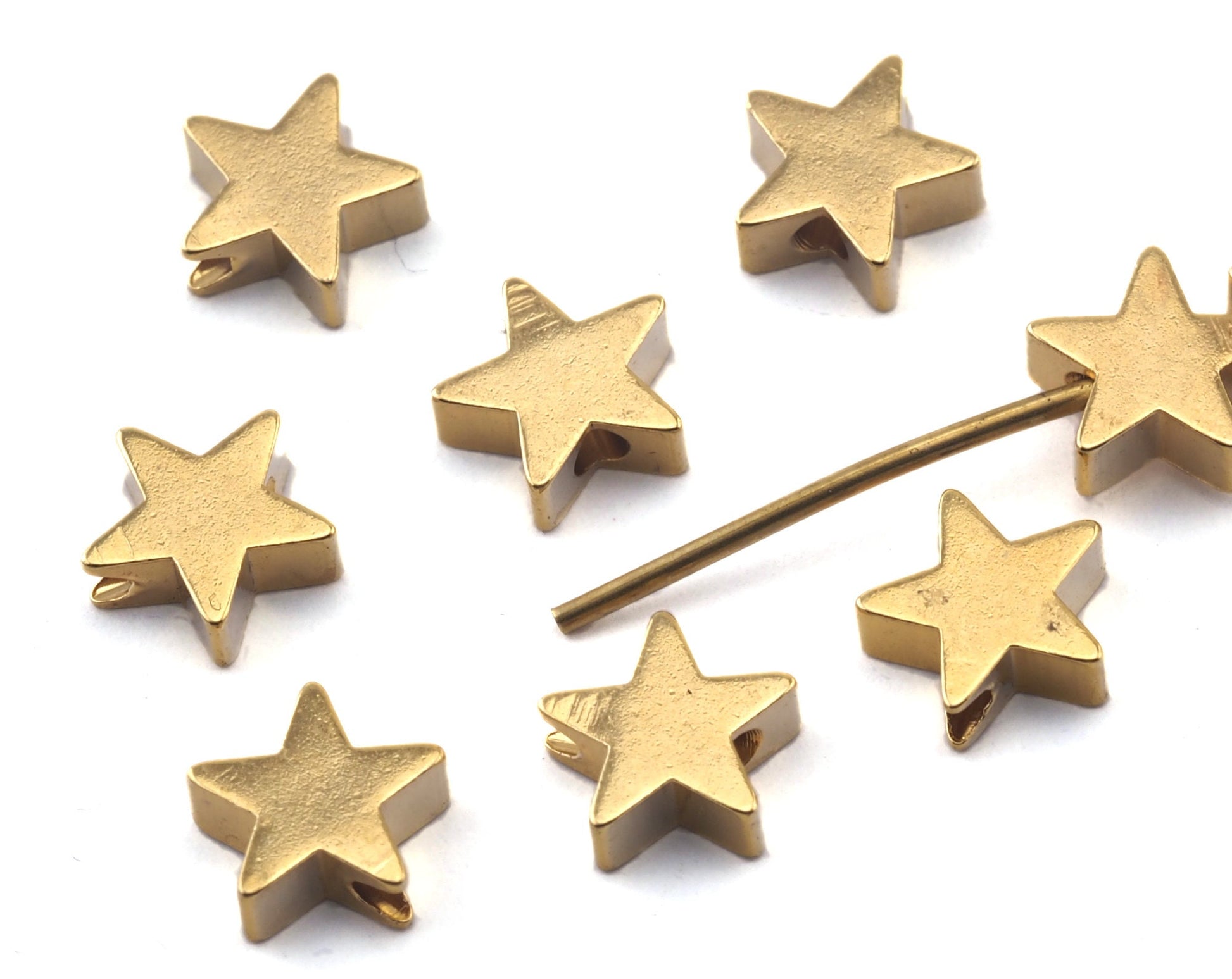 Star Shape gold plated bead 7mm 0,27" (hole 1.4mm 0.055") bab1 oz282g