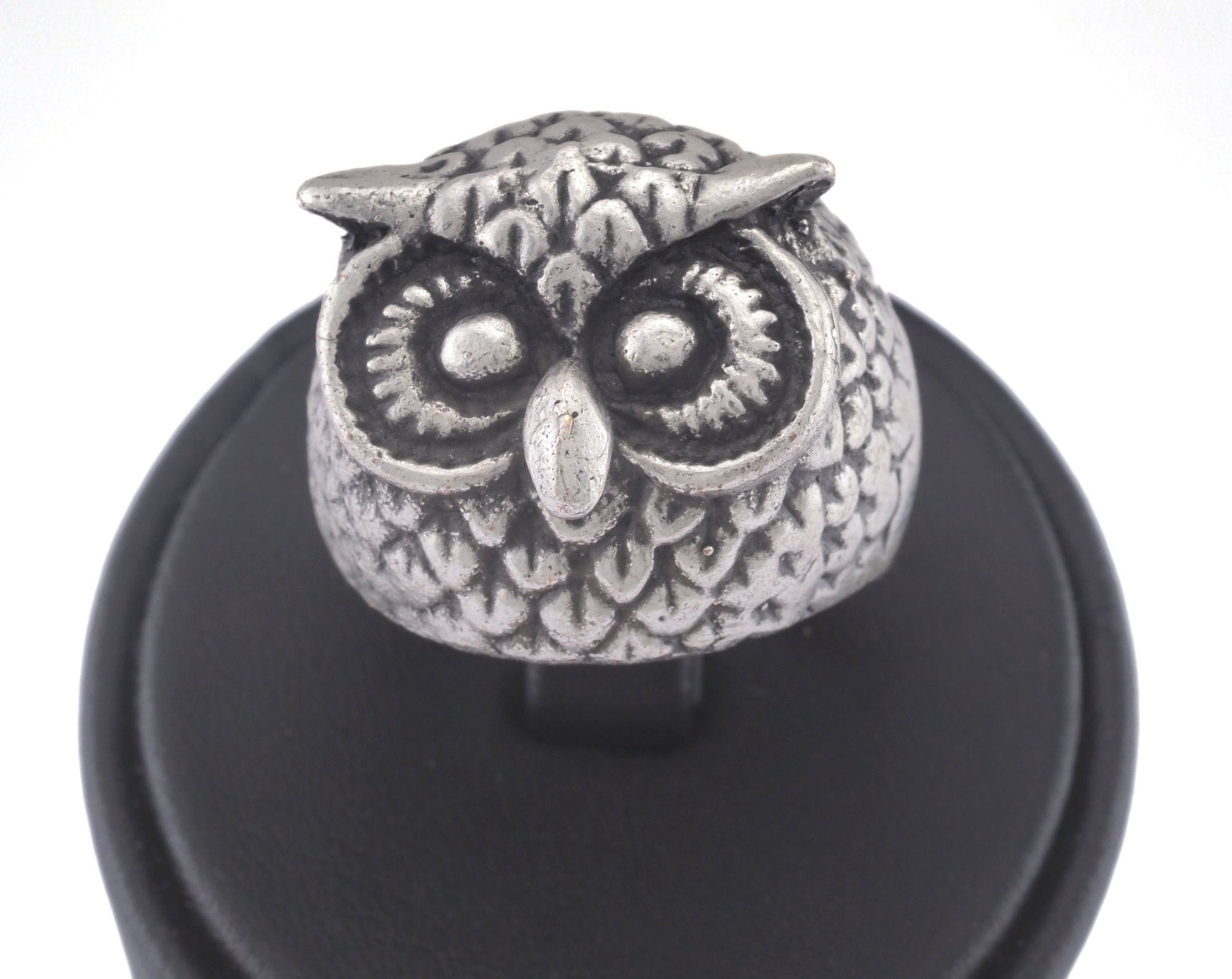 Owl Ring Adjustable Antique Silver Plated Brass 1 Pc. (20mm 10.5US inner size) OZ2870