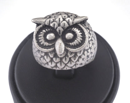 Owl Ring Adjustable Antique Silver Plated Brass 1 Pc. (20mm 10.5US inner size) OZ2870
