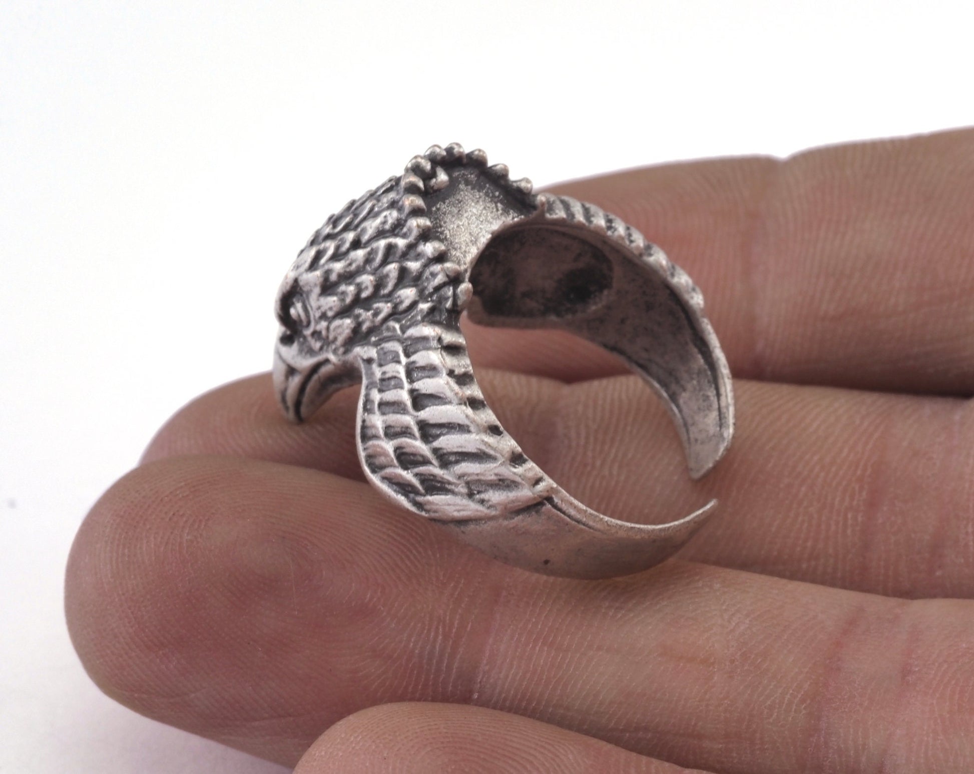 Eagle Ring Adjustable Ring Antique Silver Plated Brass 1 Pc. (19mm 8.5US inner size) OZ2885