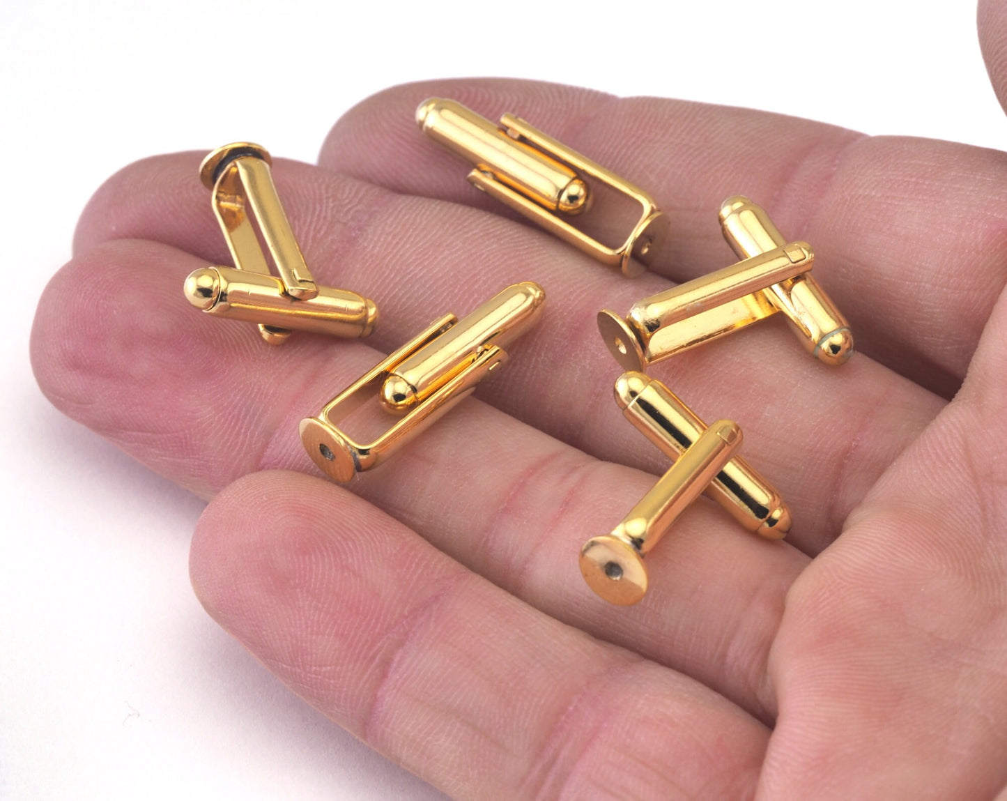 Cufflink blank, Gold plated brass (Shiny) with 6mm setting OZ2902