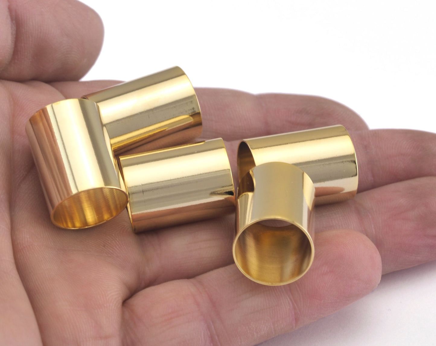 Cylinder tube shiny gold plated brass 15x20mm (14mm hole) finding charm pendant 738 1898
