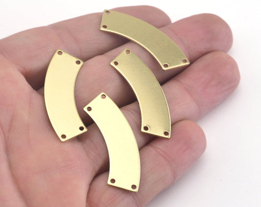 Curved raw brass 37x13mm connector charms , findings earring OZ2907-220