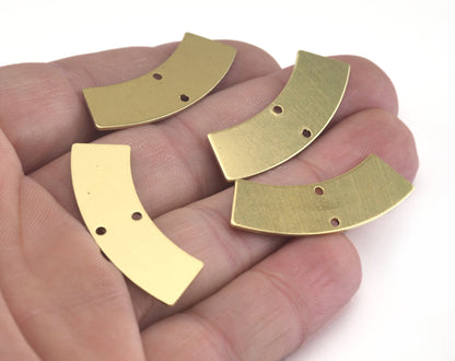 Curved raw brass 37x13mm connector charms , findings earring OZ2908-220