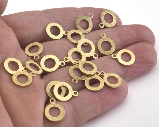 Brushed round raw brass 13x10mm charms , findings earring OZ2918-40