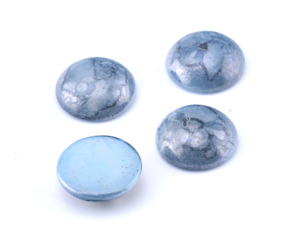 2 pcs. Blue Round Glass Vintage cabochons 18x7mm OZ2759