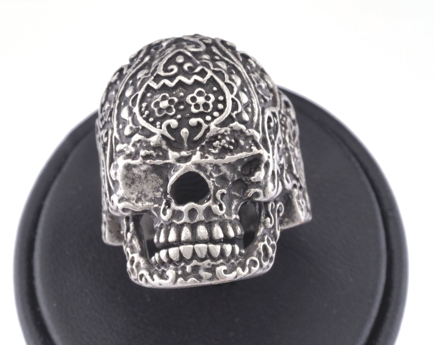 Skull Ring Adjustable Ring Antique Silver Plated Brass 1 Pc. (19mm 9US inner size) OZ2929
