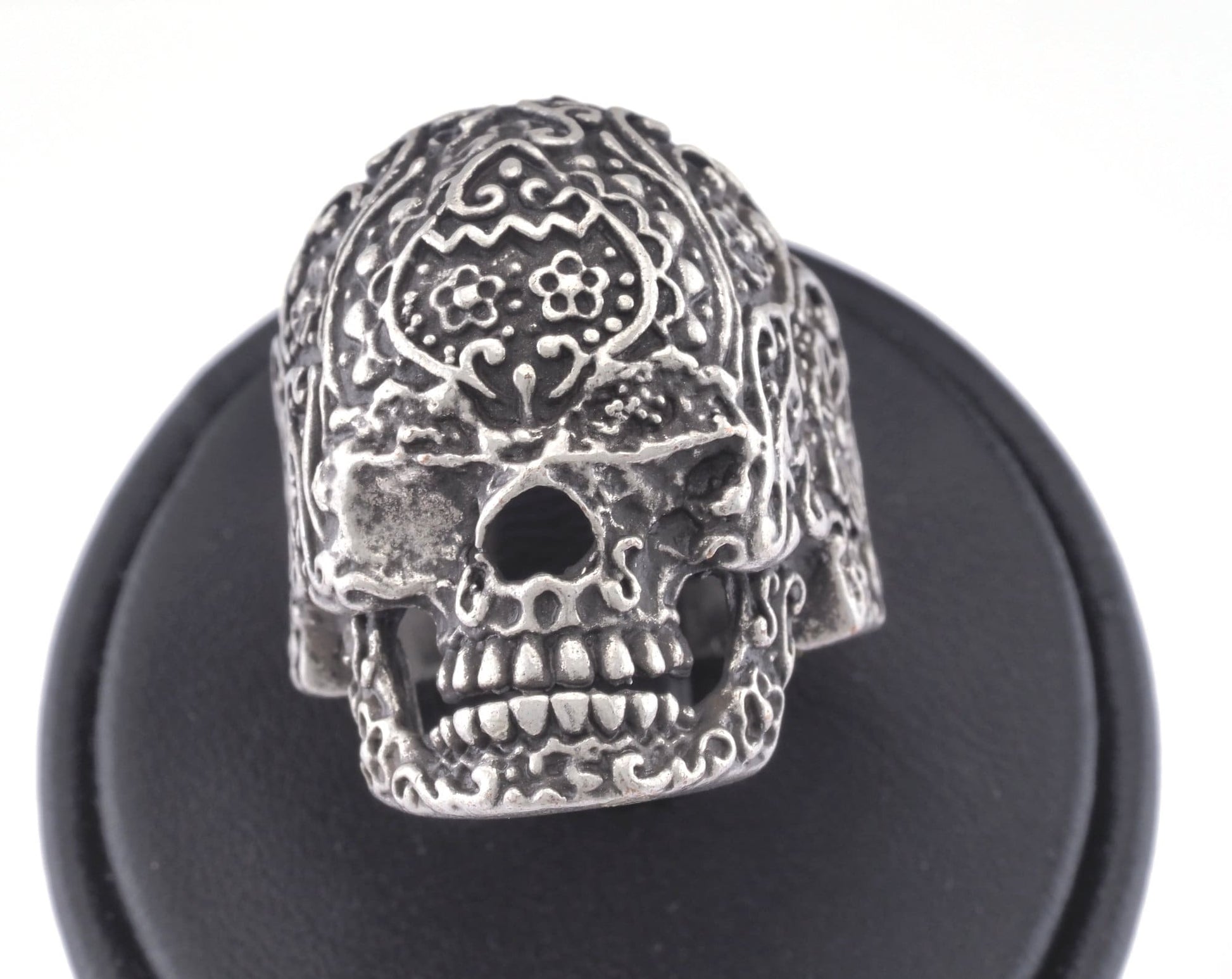 Skull Ring Adjustable Ring Antique Silver Plated Brass 1 Pc. (19mm 9US inner size) OZ2929