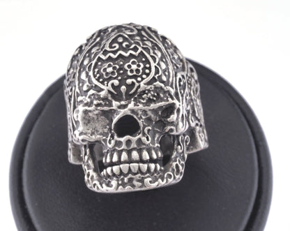 Skull Ring Adjustable Ring Antique Silver Plated Brass 1 Pc. (19mm 9US inner size) OZ2929