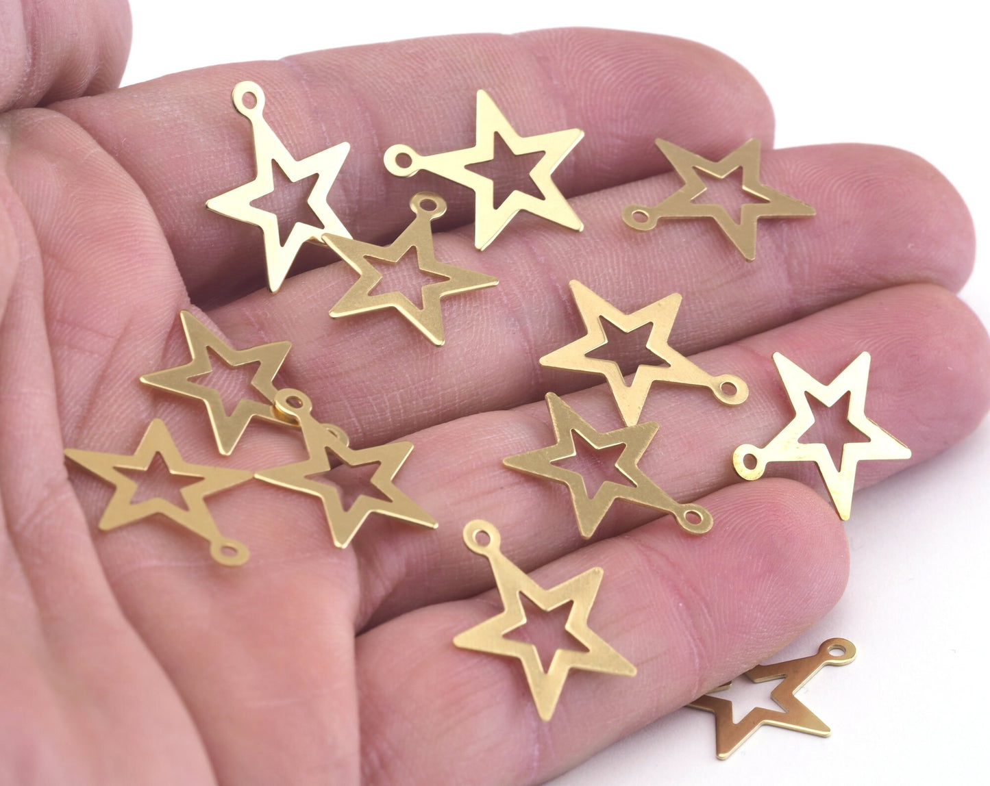 star charms raw brass 1 loop 18x16mm 2938-35