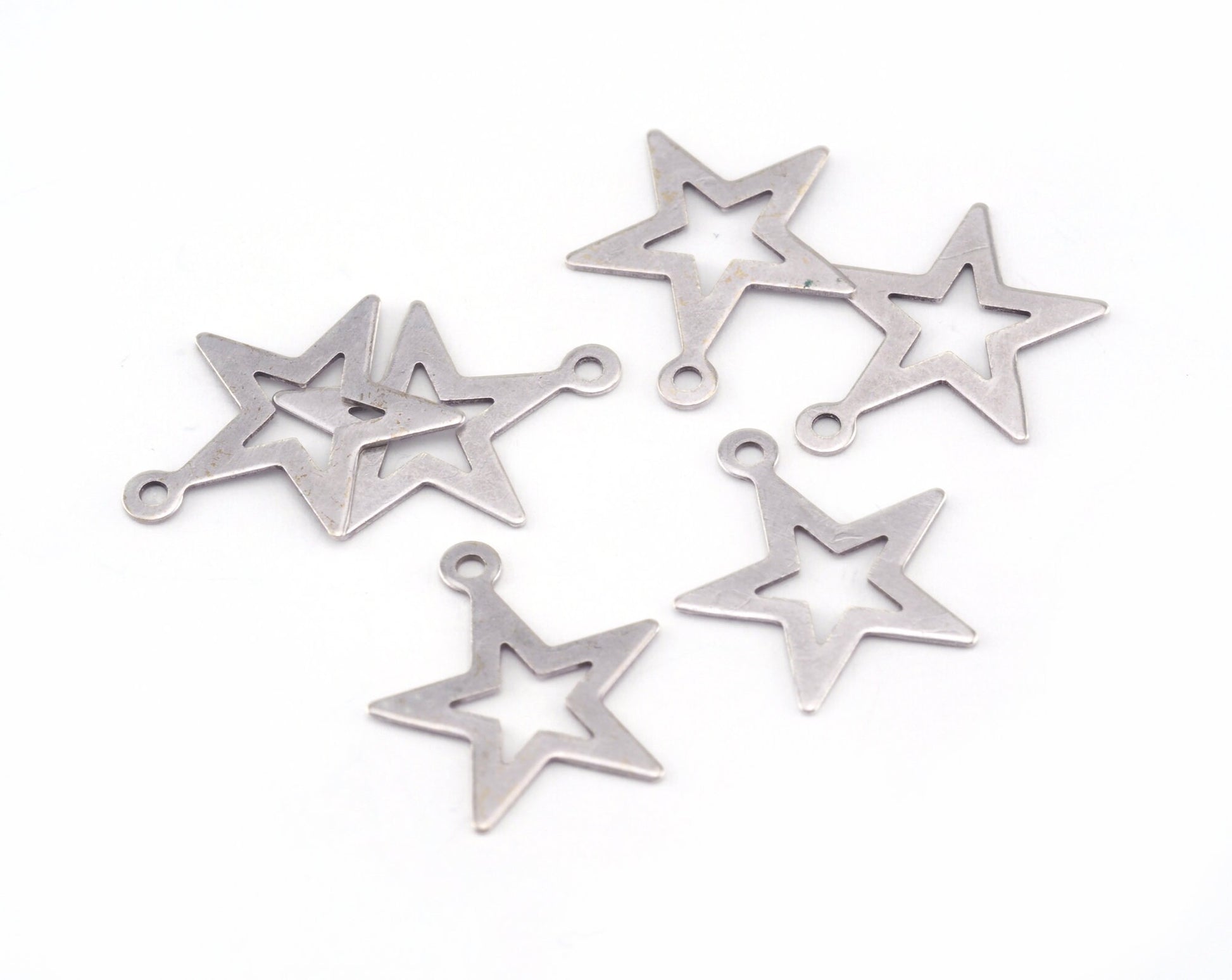 Star charms antique silver plated brass 1 loop 18x16mm 2938-35