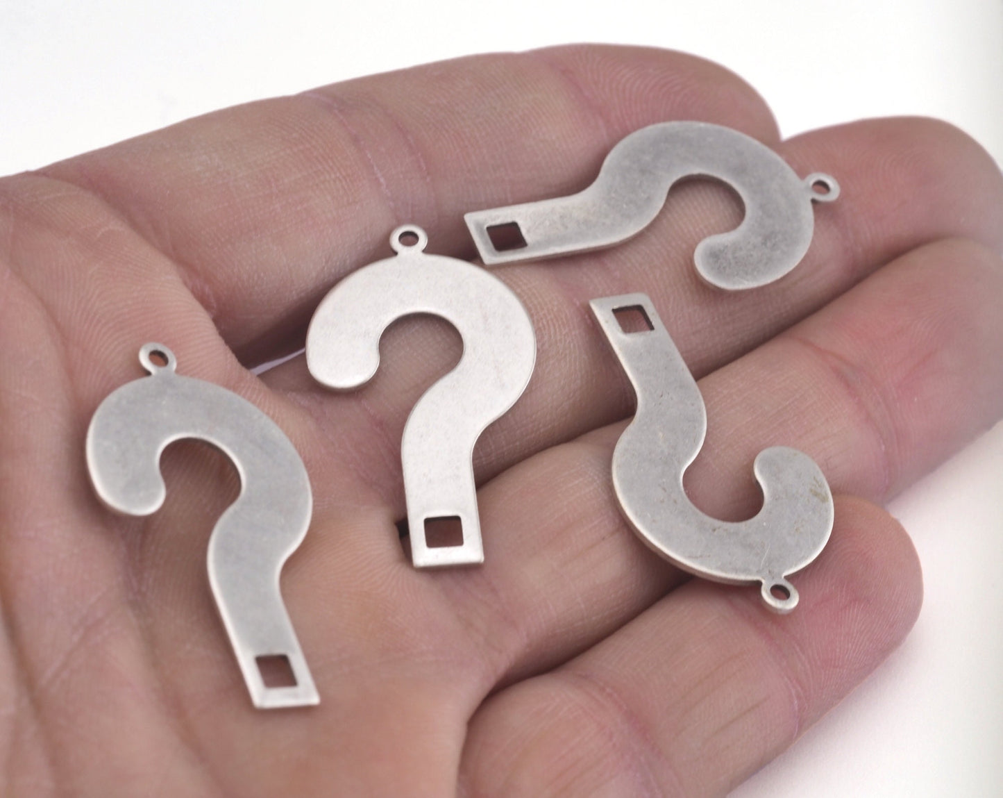 Question Mark Connector Charms Antique Silver Plated Brass 34x19mm 0.8mm thickness Findings OZ2777-190