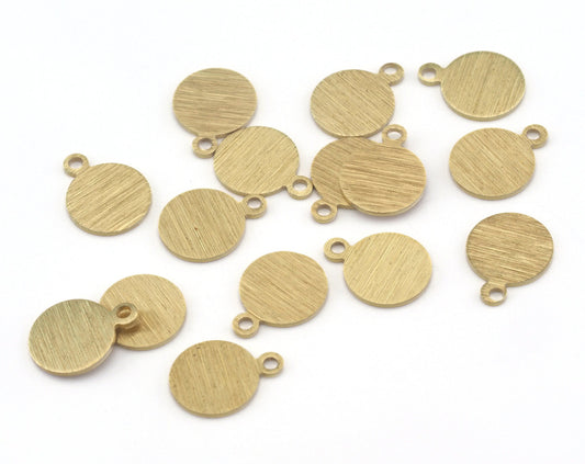 Brushed round raw brass 12mm charms , findings earring OZ3125-77