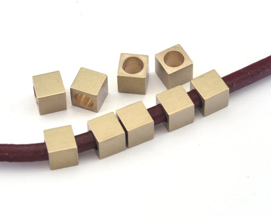 Square cube stamping beads raw brass 7x7mm (5mm hole) bab5 OZ2945