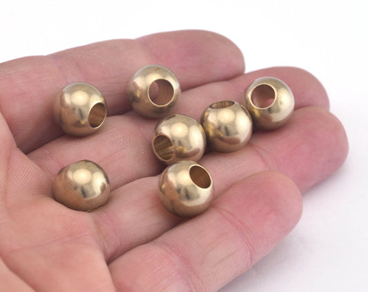 Sphere Beads Raw Brass 12mm finding spacer round beads (5.5mm 0.216" hole ) bab5 oz2947