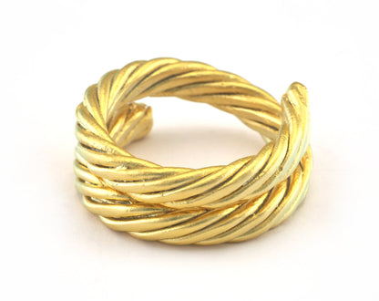 Swirl Adjustable Ring Matte Gold Plated brass (18mm 8US inner size) OZ3144