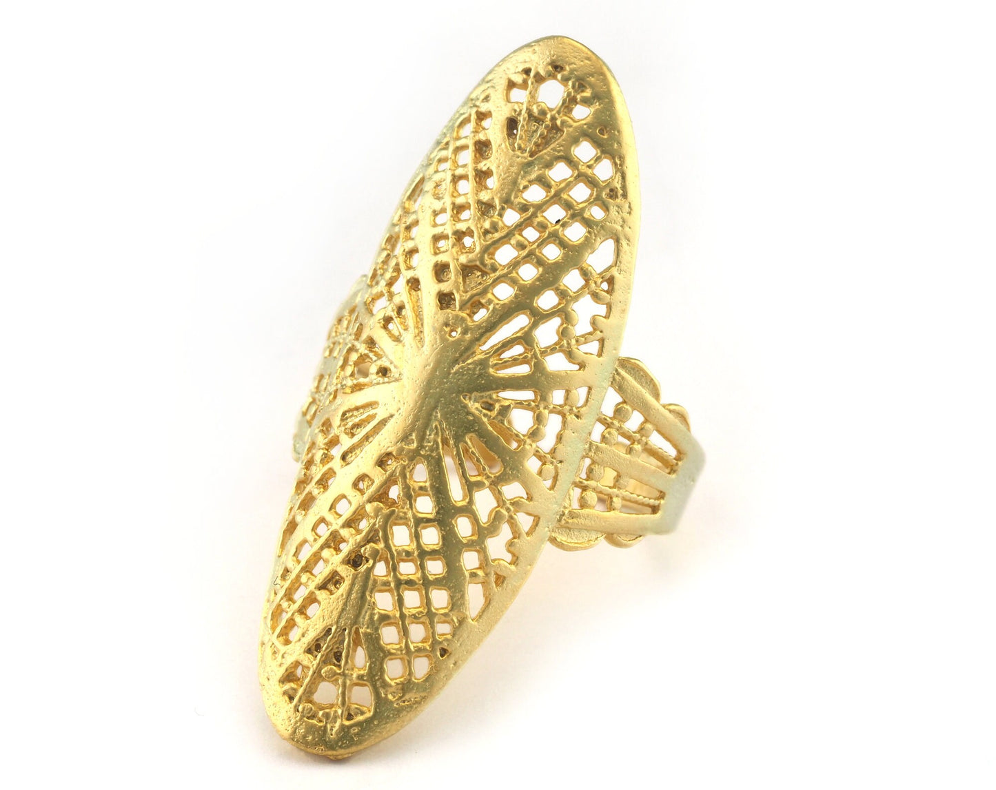 Filigree Adjustable Ring Matte Gold Plated brass (18mm 8US inner size) OZ3145