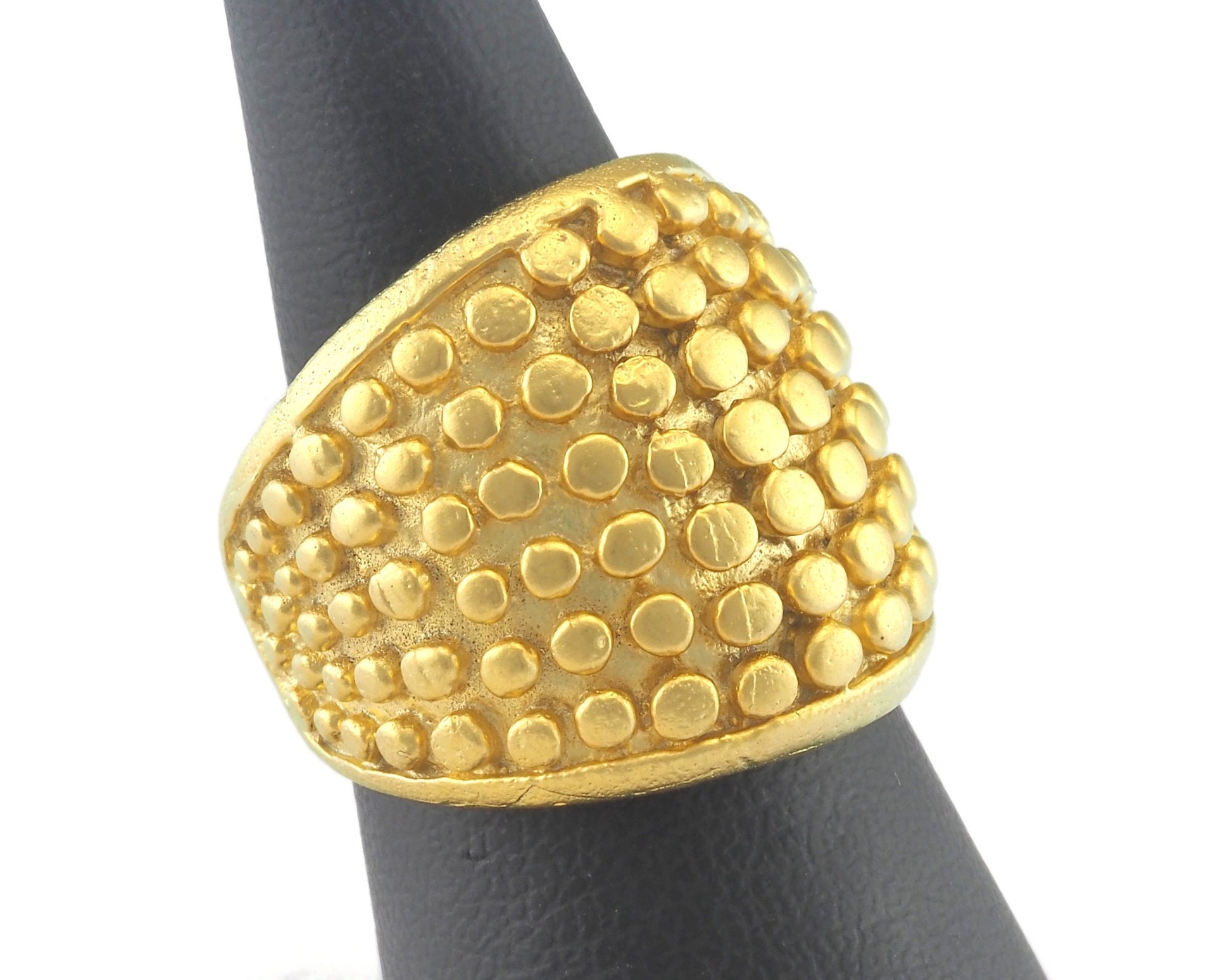 Dotted Ring Adjustable Matte Gold Plated brass (17mm 7US inner size) OZ3146