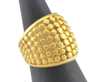 Dotted Ring Adjustable Matte Gold Plated brass (17mm 7US inner size) OZ3146