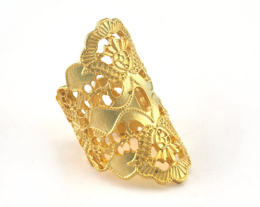 Filigree Ring Adjustable Gold plated brass (18mm 7.5US inner size) OZ3147