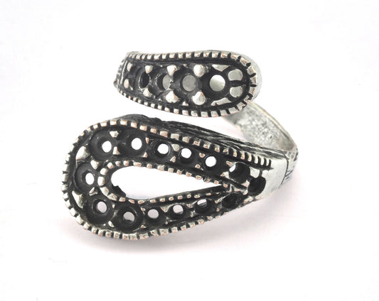 Ring Adjustable Ring Setting - Antique Silver Plated brass (18mm 8US inner size - Adjustable ) OZ3148