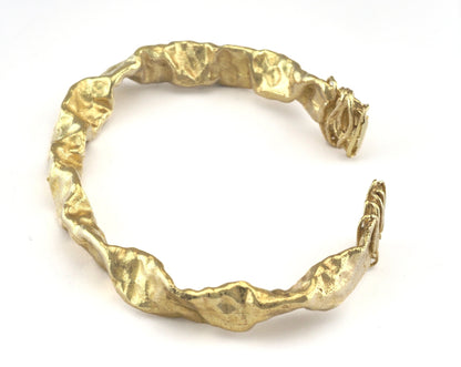 Organic Bracelet Adjustable Raw Brass (64mm inner size - Adjustable ) OZ3149