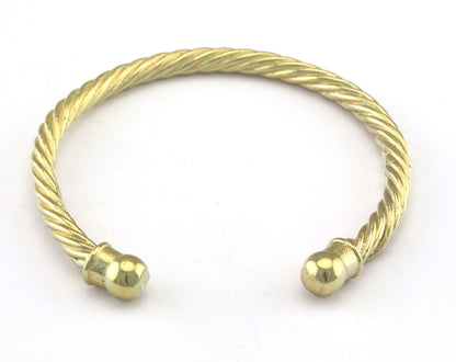 Swirl Bracelet Raw Brass 1 pc. (62mm inner size - Adjustable ) OZ3152