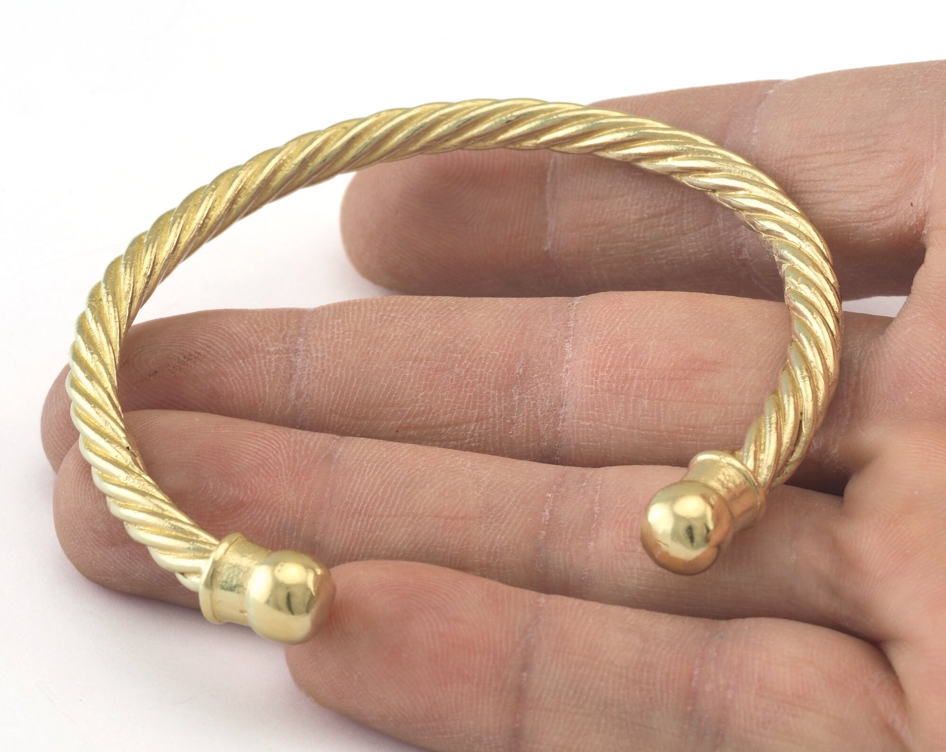 Swirl Bracelet Raw Brass 1 pc. (62mm inner size - Adjustable ) OZ3152