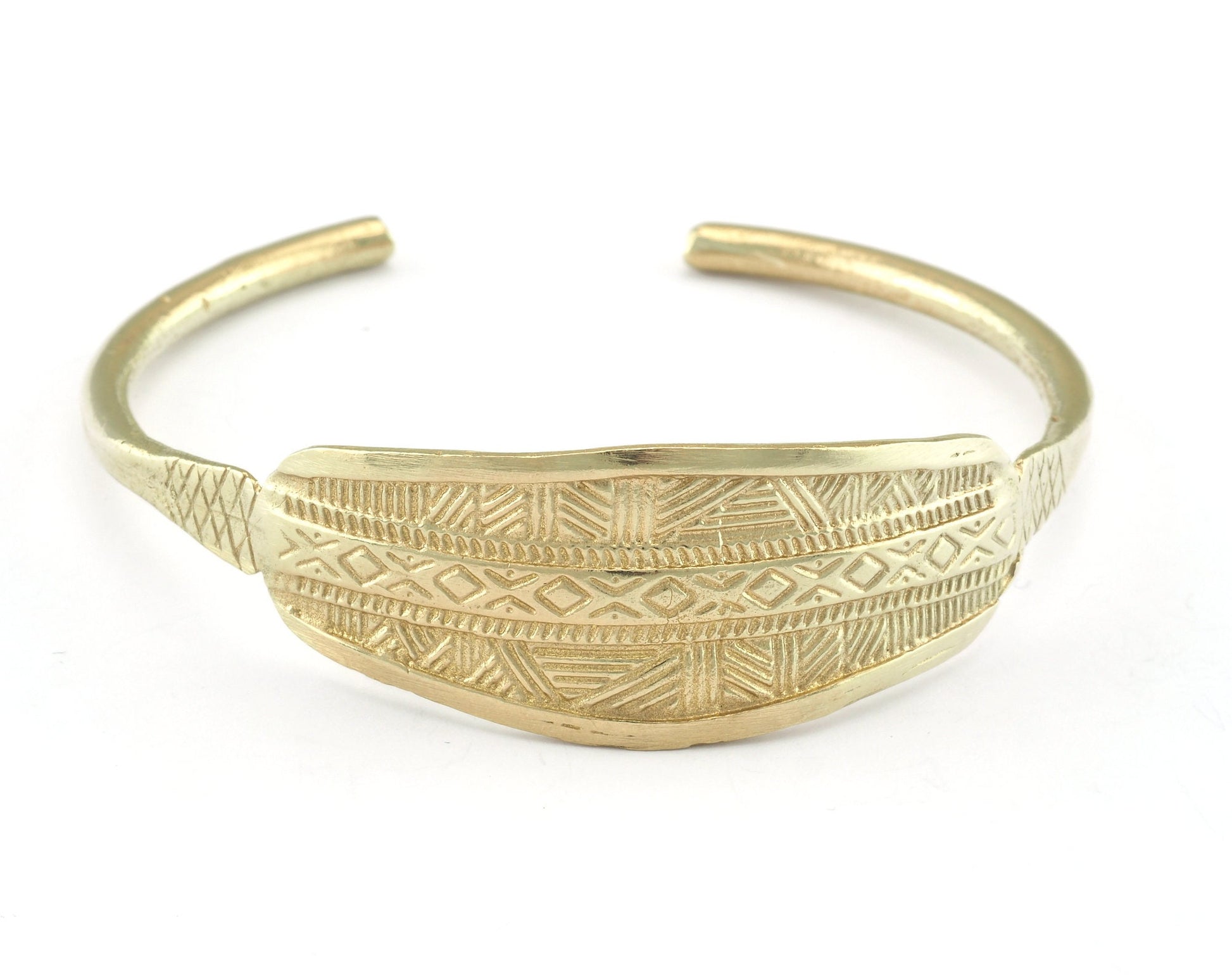 Textured Bracelet Raw Brass (64mm inner size - Adjustable ) OZ3154