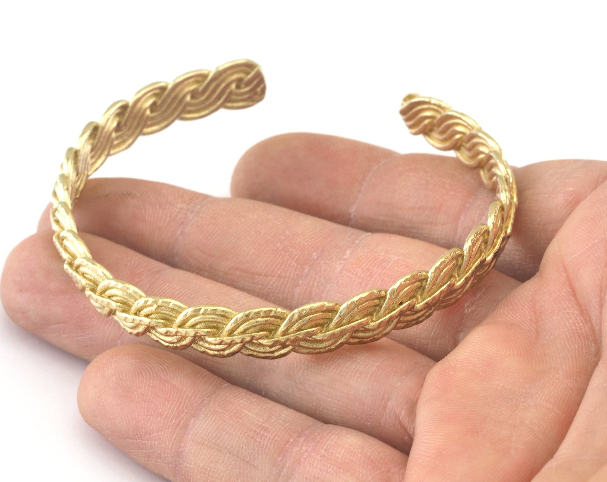 Cuff Bracelet Swirl Raw Brass (61mm inner size - Adjustable ) OZ2964