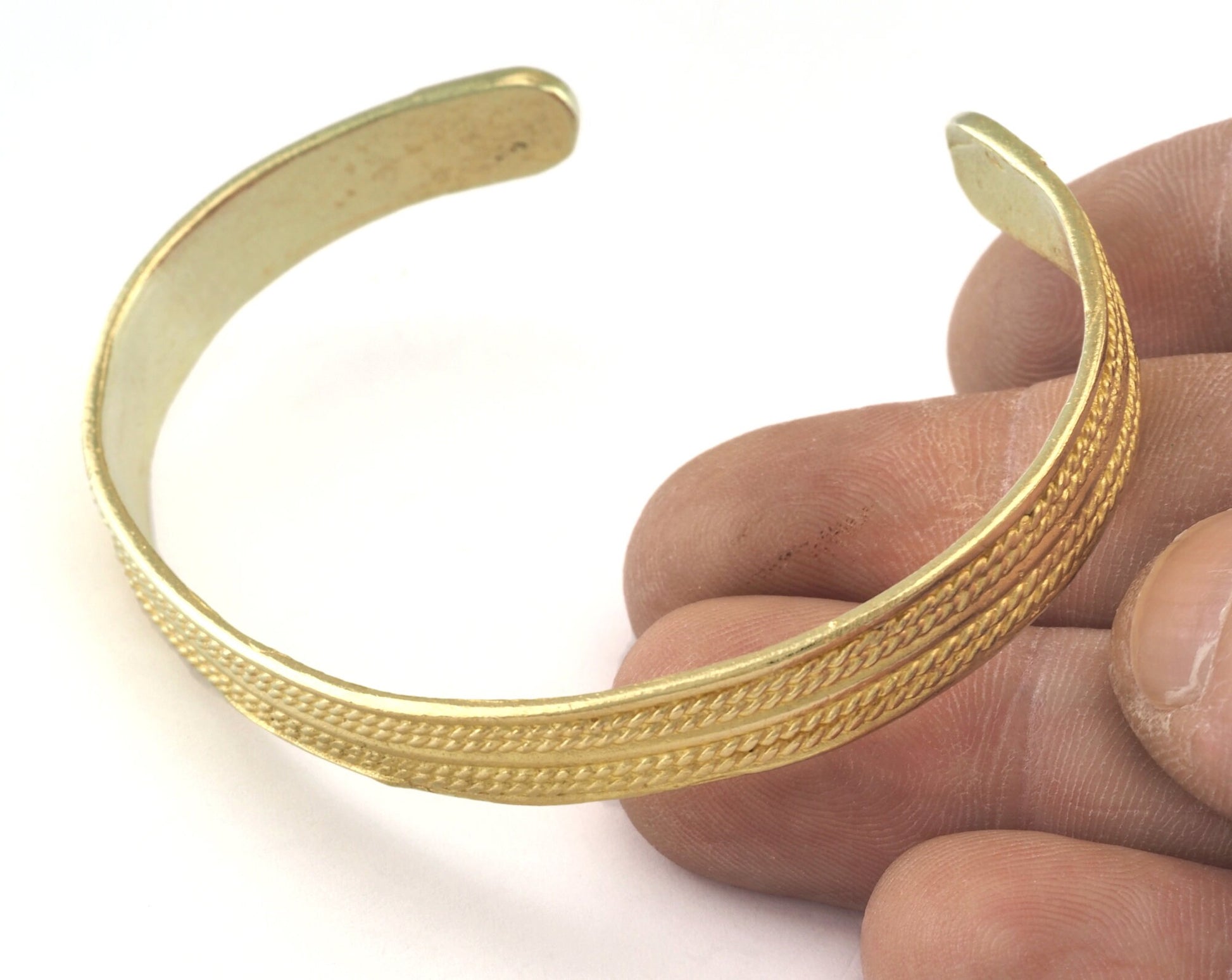 Textured Bracelet Raw Brass Adjustable (64mm inner size - Adjustable ) OZ3170