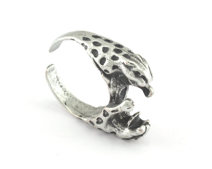 Leopard Ring Adjustable Ring Antique Silver Plated brass (18.5mm 8.5US inner size) OZ2830
