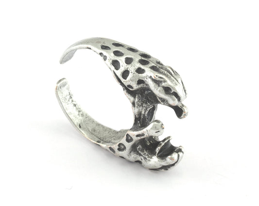 Leopard Ring Adjustable Ring Antique Silver Plated brass (18.5mm 8.5US inner size) OZ2830
