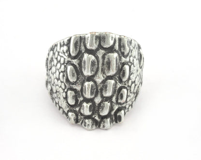 Crocodile Skin Ring Adjustable Ring Antique Silver Plated brass (18mm 7.5US inner size) OZ2753